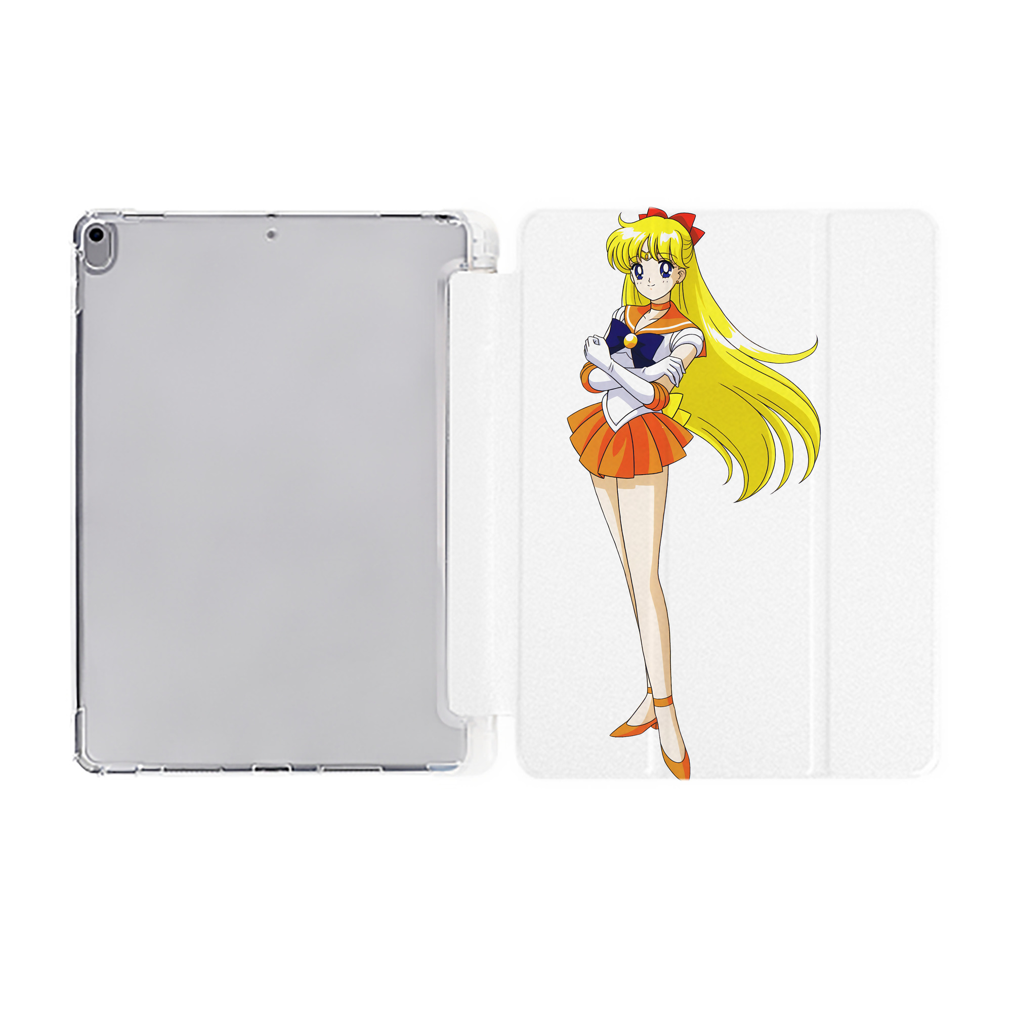 （画像用） 美少女戦士セーラームーン 愛野 美奈子 あいの みなこ Sailor Moon Aino Minako IPad ケース ペン収納付き 三つ折りスタンド PUレザー×シリコン 対応機種9.5/10.5/10.9インチ